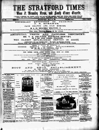 cover page of Stratford Times and South Essex Gazette published on May 22, 1878