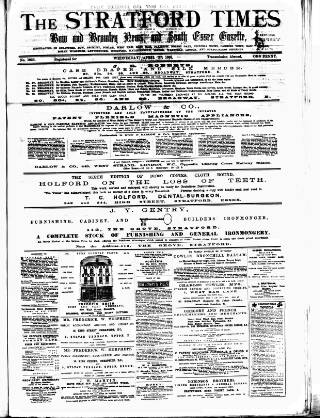 cover page of Stratford Times and South Essex Gazette published on April 27, 1881