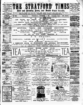 cover page of Stratford Times and South Essex Gazette published on November 2, 1881