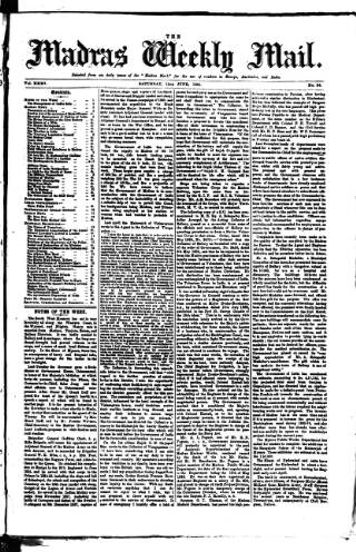 cover page of Madras Weekly Mail published on June 13, 1885