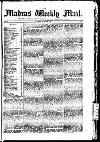 cover page of Madras Weekly Mail published on August 2, 1900