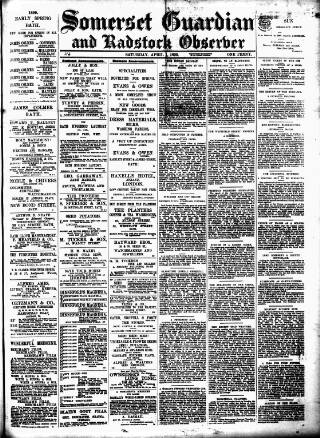 cover page of Somerset Guardian and Radstock Observer published on April 1, 1899