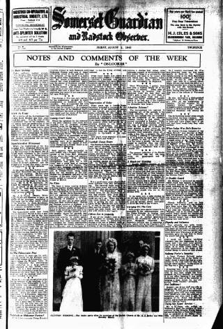 cover page of Somerset Guardian and Radstock Observer published on August 2, 1940