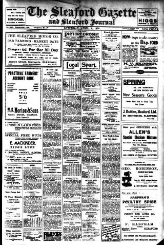 cover page of Sleaford Gazette published on April 1, 1933