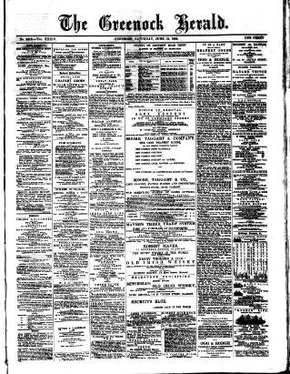 cover page of Greenock Herald published on June 13, 1885