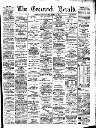 cover page of Greenock Herald published on September 22, 1888