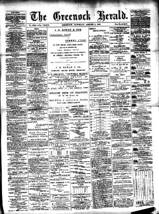 cover page of Greenock Herald published on August 2, 1890