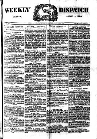 cover page of Weekly Dispatch (London) published on April 1, 1894