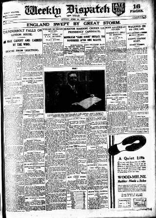 cover page of Weekly Dispatch (London) published on June 13, 1920