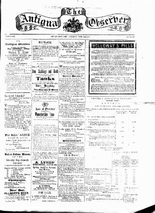 cover page of Antigua Observer published on June 13, 1874