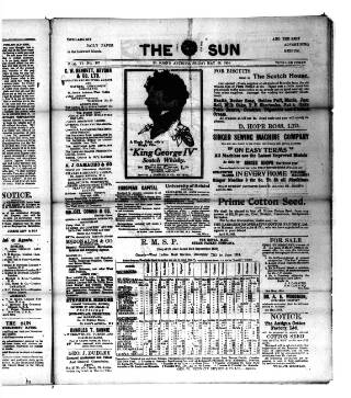 cover page of Sun (Antigua) published on May 22, 1914
