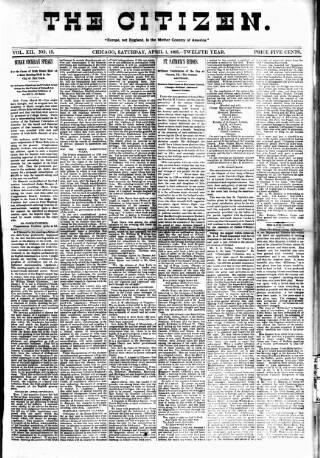 cover page of Chicago Citizen published on April 1, 1893