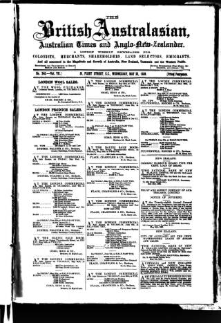 cover page of British Australasian published on May 22, 1889