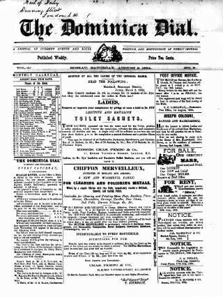 cover page of Dominica Dial published on August 2, 1884