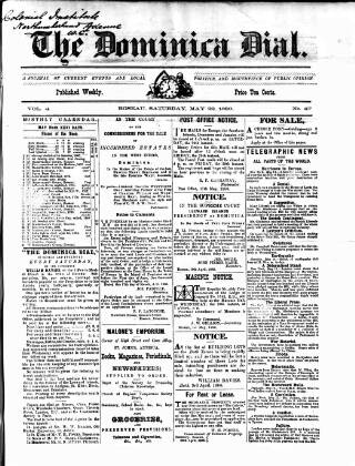 cover page of Dominica Dial published on May 22, 1886