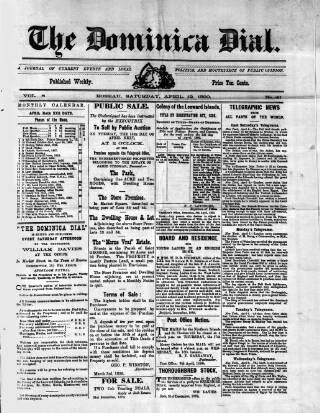 cover page of Dominica Dial published on April 12, 1890