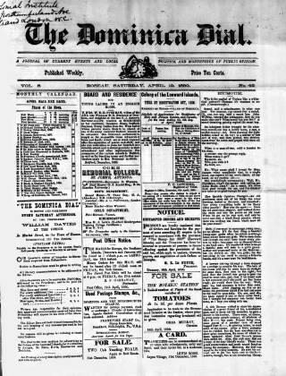cover page of Dominica Dial published on April 19, 1890