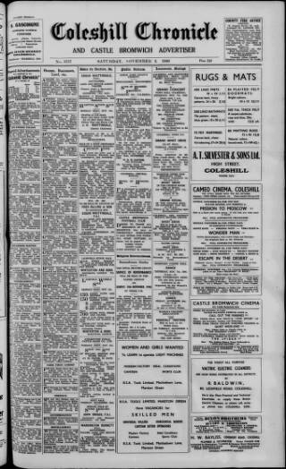 cover page of Coleshill Chronicle published on November 2, 1946