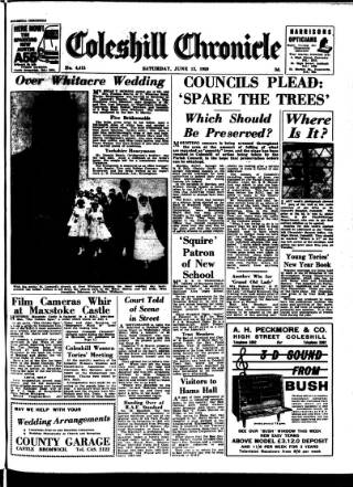 cover page of Coleshill Chronicle published on June 13, 1959