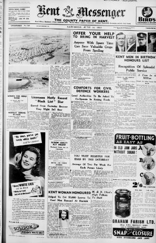 cover page of Kent Messenger published on June 14, 1941