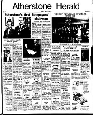 cover page of Atherstone News and Herald published on May 22, 1970