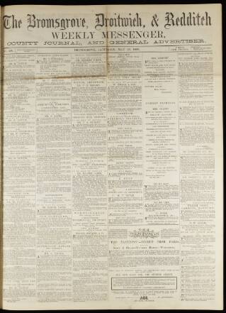 cover page of Bromsgrove & Droitwich Messenger published on May 22, 1869