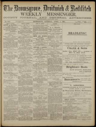 cover page of Bromsgrove & Droitwich Messenger published on April 1, 1905
