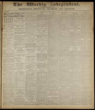 cover page of Weekly Independent (Bromsgrove) published on August 1, 1891