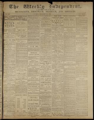 cover page of Weekly Independent (Bromsgrove) published on December 26, 1891