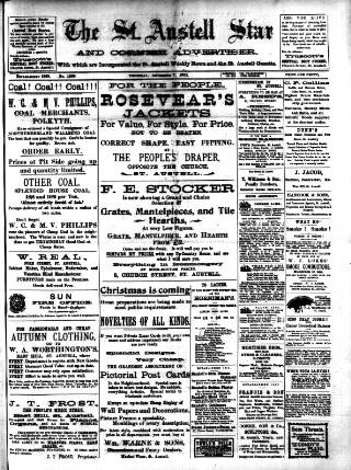cover page of St. Austell Star published on November 2, 1905