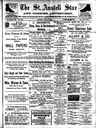 cover page of St. Austell Star published on August 2, 1906
