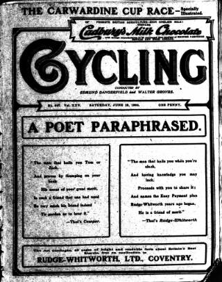 cover page of Cycling published on June 13, 1903