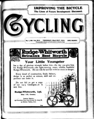 cover page of Cycling published on May 22, 1913
