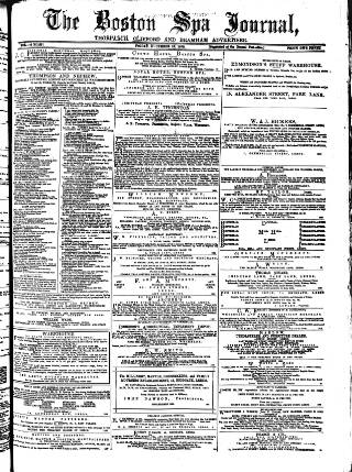 cover page of Boston Spa News published on December 13, 1878