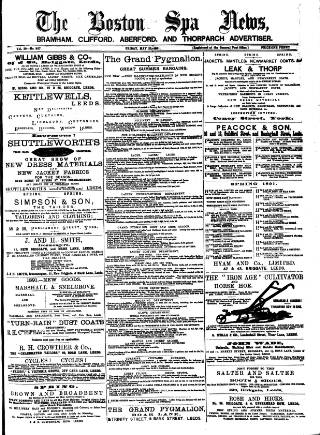 cover page of Boston Spa News published on May 22, 1891