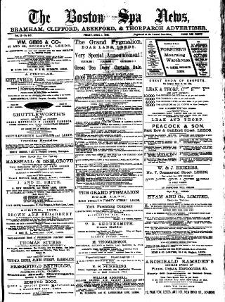 cover page of Boston Spa News published on April 1, 1892