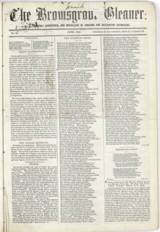 cover page of Bromsgrove Gleaner published on June 1, 1856