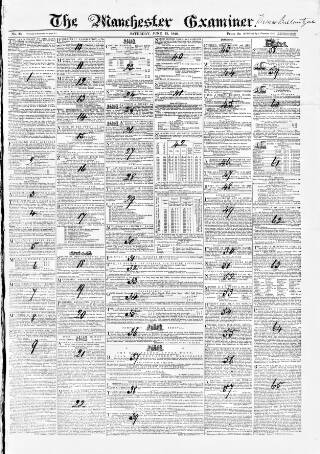 cover page of Manchester Examiner published on June 13, 1846