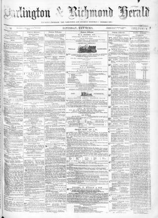 cover page of Darlington & Richmond Herald published on May 22, 1875