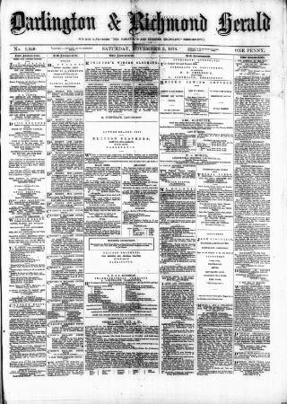 cover page of Darlington & Richmond Herald published on November 2, 1878
