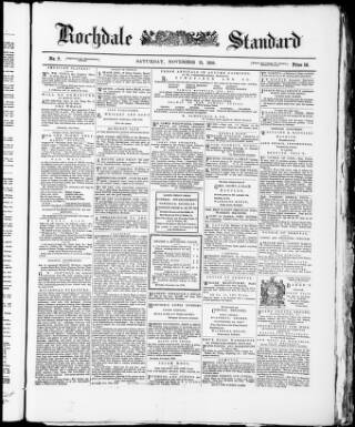 cover page of Rochdale Standard published on November 15, 1856