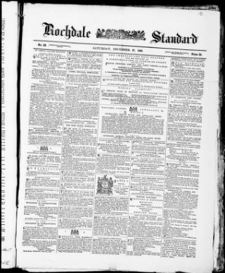 cover page of Rochdale Standard published on December 27, 1856