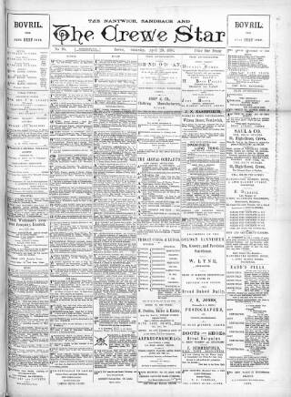 cover page of Nantwich, Sandbach & Crewe Star published on April 26, 1890