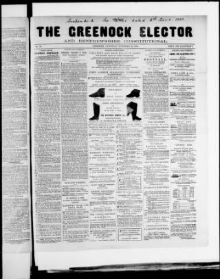 cover page of Greenock Elector published on November 28, 1885