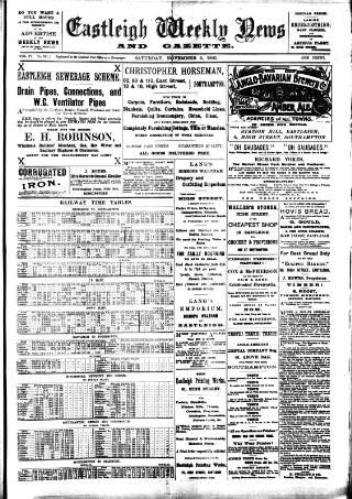 cover page of Eastleigh Weekly News published on November 2, 1895