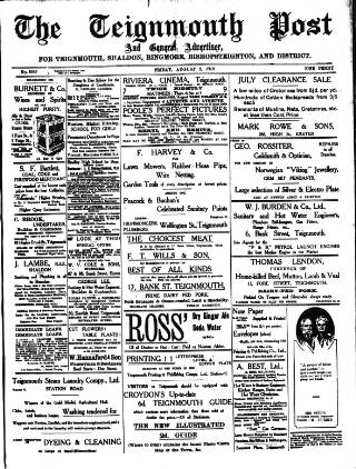 cover page of Teignmouth Post and Gazette published on August 2, 1912