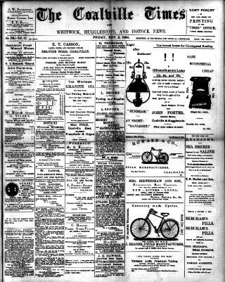 cover page of Coalville Times published on November 2, 1894