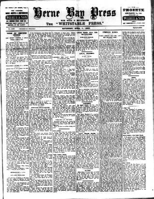 cover page of Herne Bay Press published on April 1, 1922