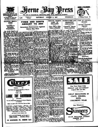 cover page of Herne Bay Press published on August 2, 1947