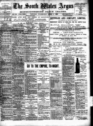 cover page of South Wales Argus published on April 1, 1896